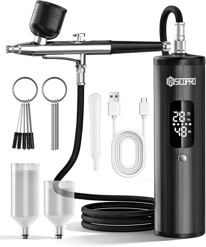 Airbrush Kit, Cordless Airbrush for Nails, Air Brush Kit With Air Compressor for Models/Shoes/Cakes/Hair, Air Brush Guns For Painting (Black) 8 封面 37 Airbrush Kit, Cordless Airbrush for Nails, Air Brush Kit With Air Compressor for Models/Shoes/Cakes/Hair, Air Brush Guns For Painting (Black)