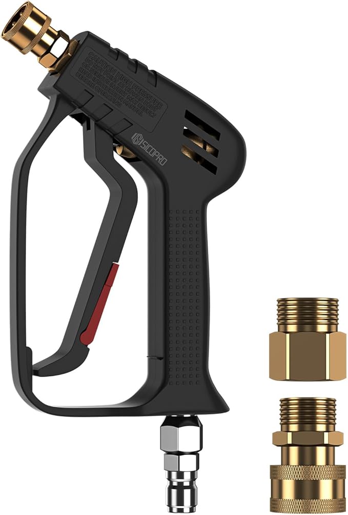 Short Pressure Washer Gun, Power Washer Gun for Car Wash Foam Gun, Stubby Pressure Washer Gun with 3/8" Male Plug and 1/4” Quick Connector Coupler, Anti-Tangle Design 6 封面 40 Short Pressure Washer Gun, Power Washer Gun for Car Wash Foam Gun, Stubby Pressure Washer Gun with 3/8" Male Plug and 1/4” Quick Connector Coupler, Anti-Tangle Design
