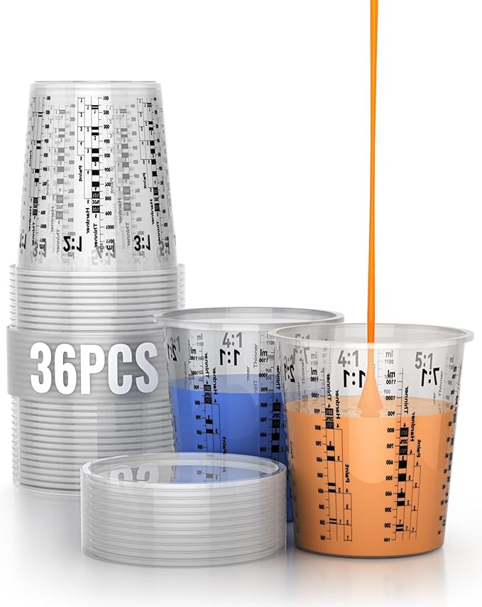 Paint Mixing Cups, 37 Pack Disposable Measuring Cups for Epoxy Resin, 20 oz (600ml), Graduated Clear Plastic Mixing Cup with 12 Lids 3 封面 43 Paint Mixing Cups, 37 Pack Disposable Measuring Cups for Epoxy Resin, 20 oz (600ml), Graduated Clear Plastic Mixing Cup with 12 Lids