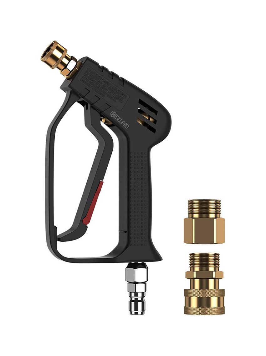 封面图修 10 Short Pressure Washer Gun, Power Washer Gun for Car Wash Foam Gun, Stubby Pressure Washer Gun with 3/8" Male Plug and 1/4” Quick Connector Coupler, Anti-Tangle Design