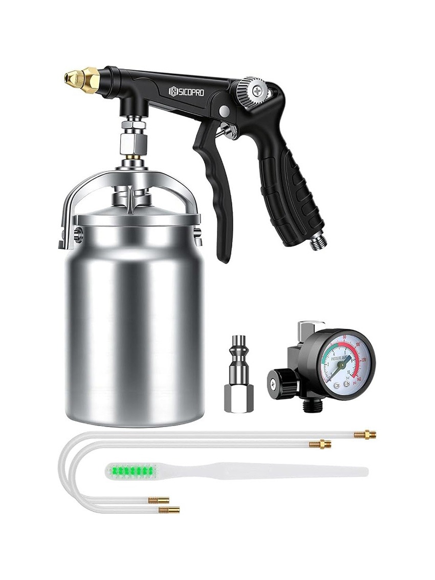 封面图修 18 Undercoating Spray Gun, Fluid Film Spray Gun Kit with 2 Wands 22" Long Flexible Extension, for Truck Bed Liner Coating, Rubberized Undercoat, Rust Proofing Gun Gray