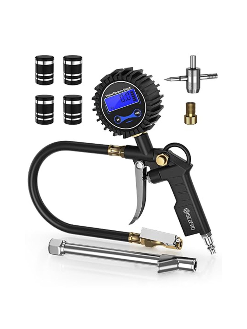 封面图修 23 Digital Tire Pressure Gauge with Inflator, T500 Air Compressor Attachments, Heavy Duty Air Chuck with Rubber Hose and Quick Connect Coupler