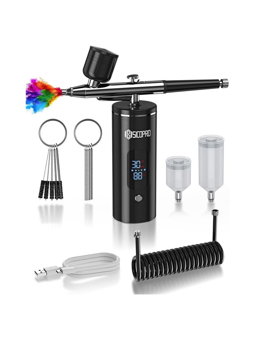 封面图修 2black Airbrush Kit, Cordless Airbrush for Nails, Air Brush Kit With Air Compressor for Models/Shoes/Cakes/Hair, Air Brush Guns For Painting