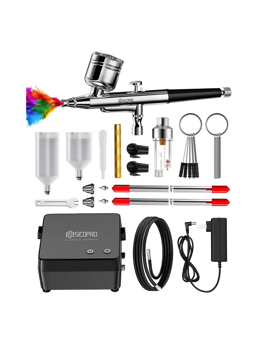 封面图修 7 Air Brush Kit With Air Compressor, 50psi High Pressure Airbrush For Nails, Makeup, Model, Diy, Airbrush Paint Set With Gun Kit